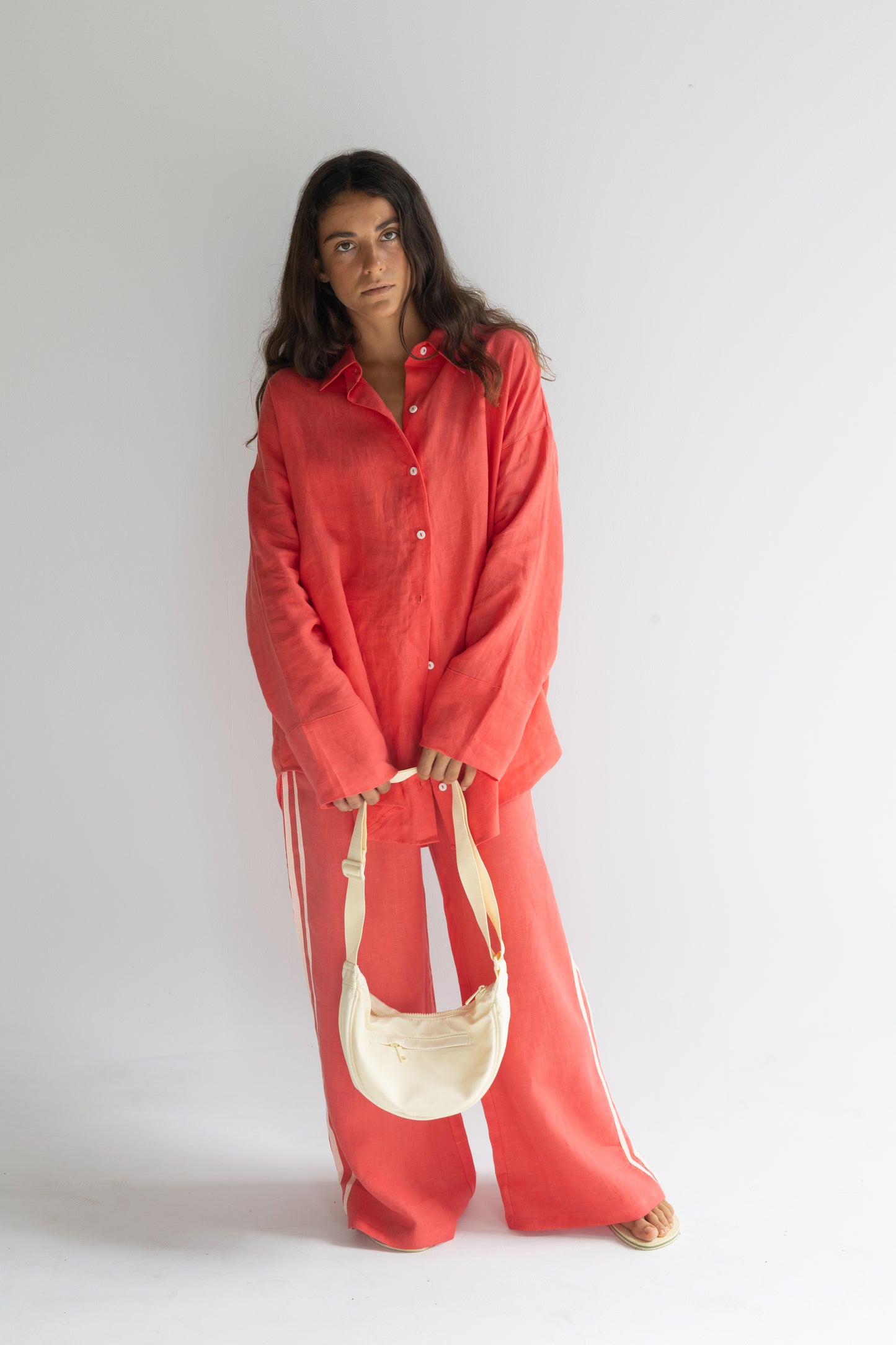 Linen Oversized Shirt - Watermelon