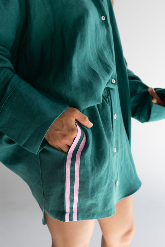 Linen Short - Bottle Green