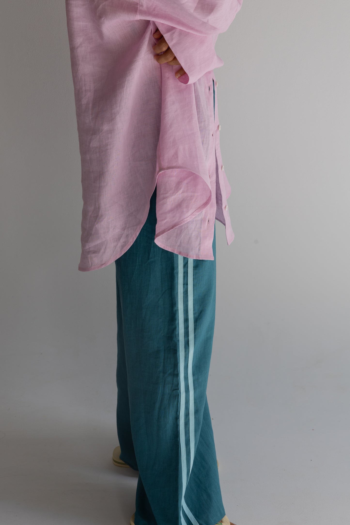 Linen Oversized Shirt - Pale Fuchsia