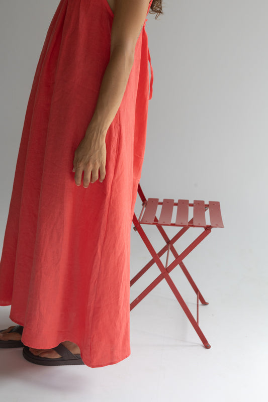 Linen Maxi Dress - Watermelon