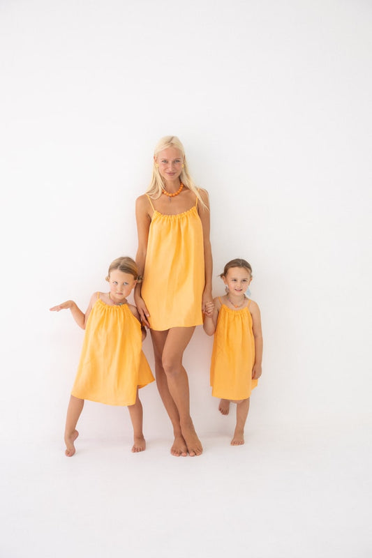 Linen Mini Dress - Peach