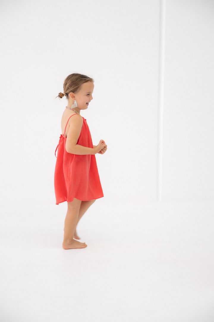 Girls Linen Dress - Watermelon