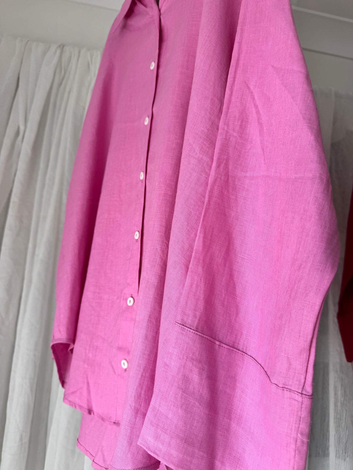 Linen Oversized Shirt - Magenta
