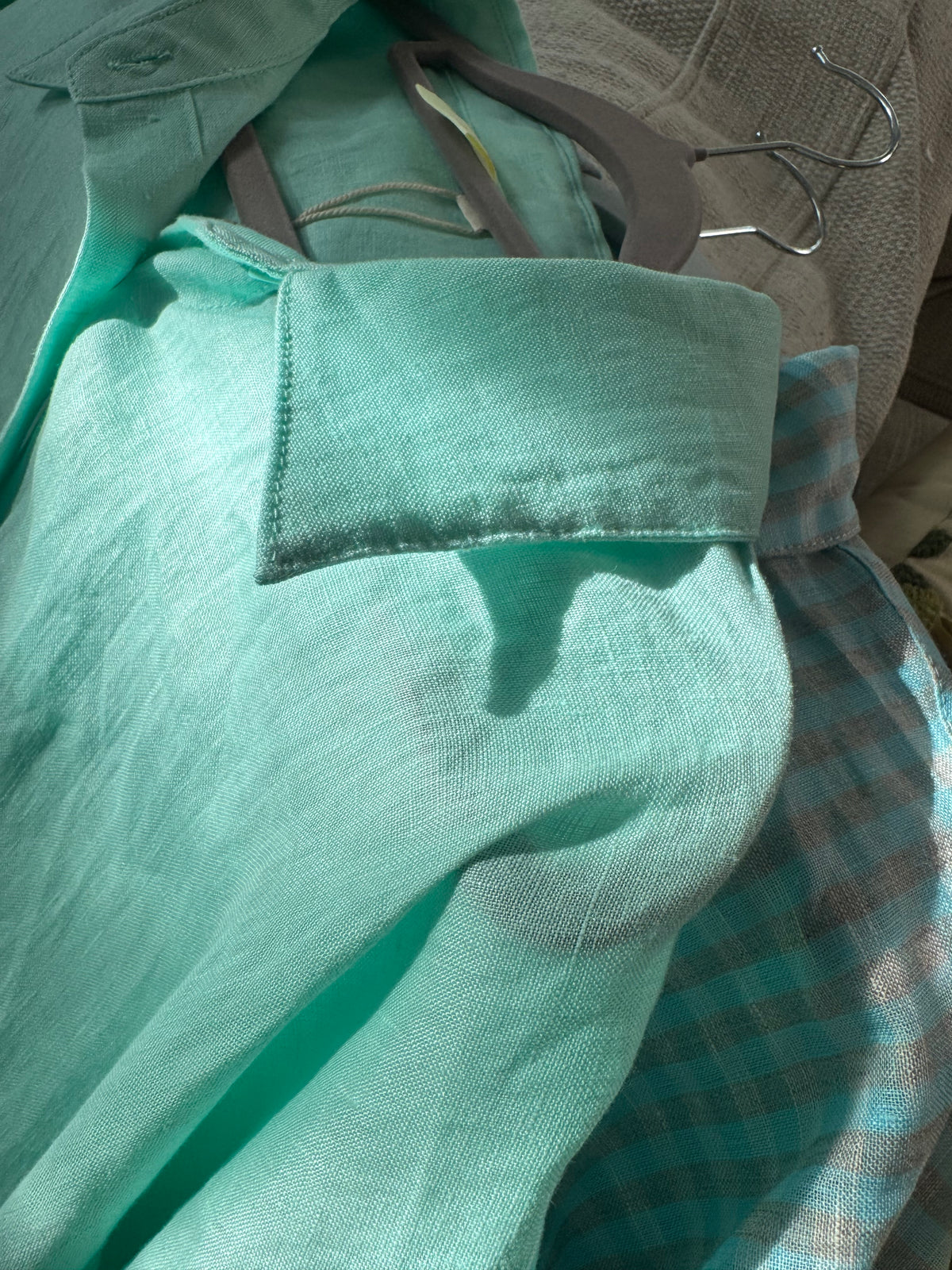 100% Linen Oversized Shirt - Turquoise