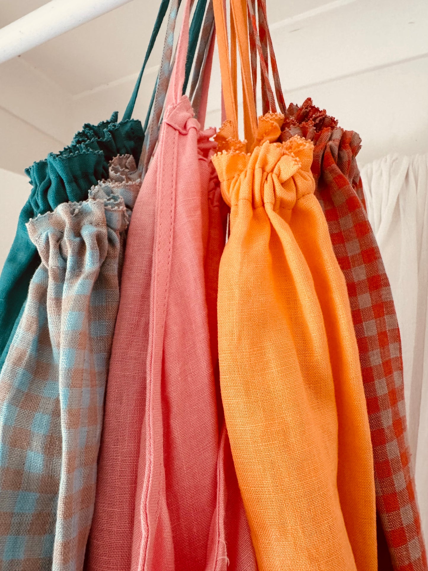 Linen Maxi Dress - Blue Check