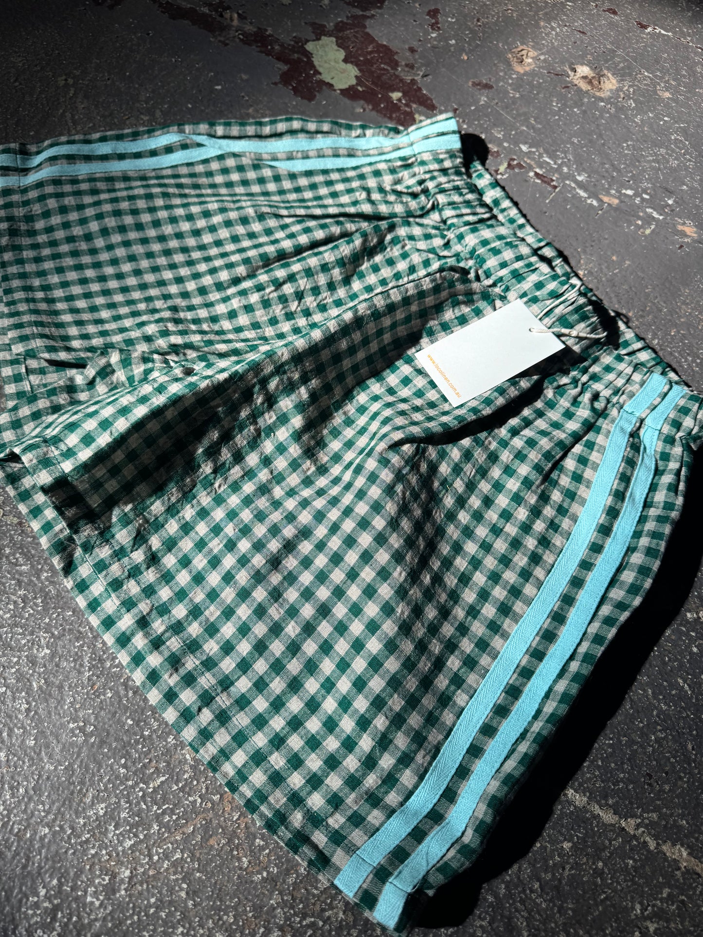 Linen Short - Green Check Short