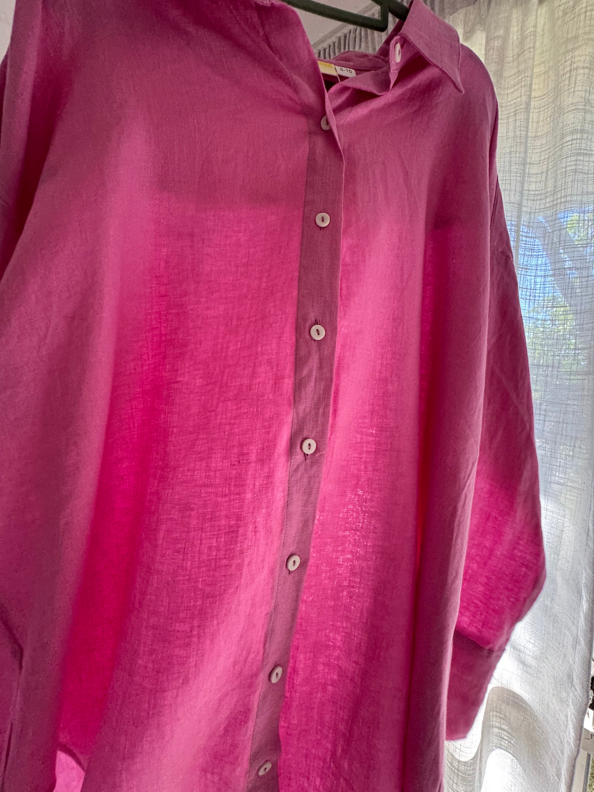 Linen Oversized Shirt - Hot Pink