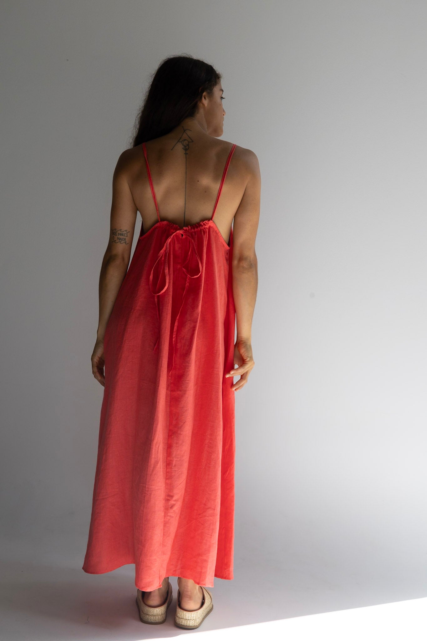 Linen Maxi Dress - Watermelon
