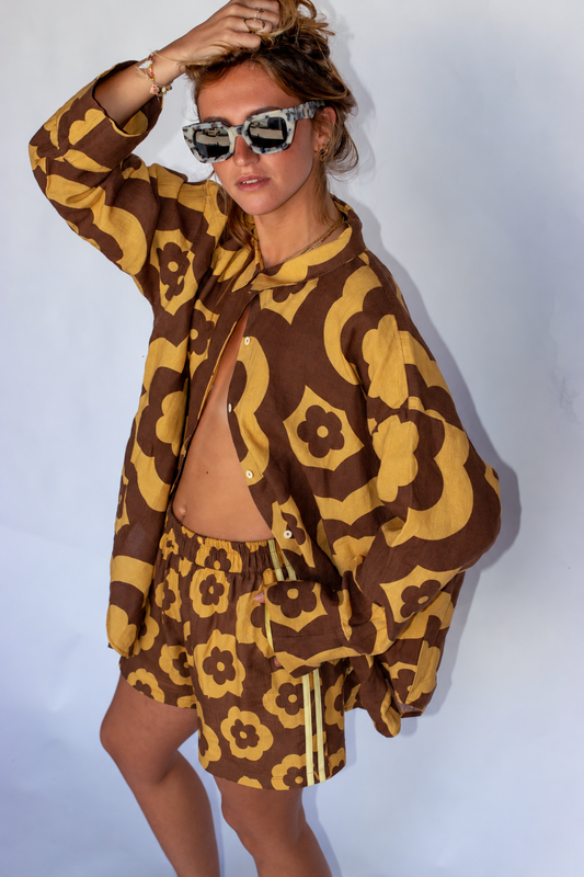 100% Linen Short - Bloomin Groover Plow Surf Co Collab