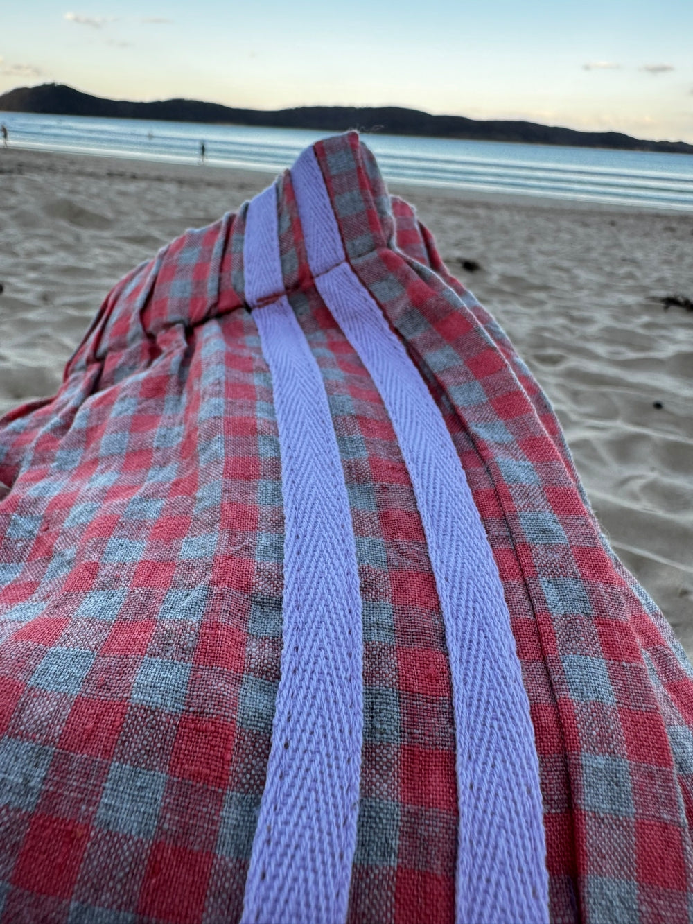 Linen Short - Peach Check (Lilac Stripe)