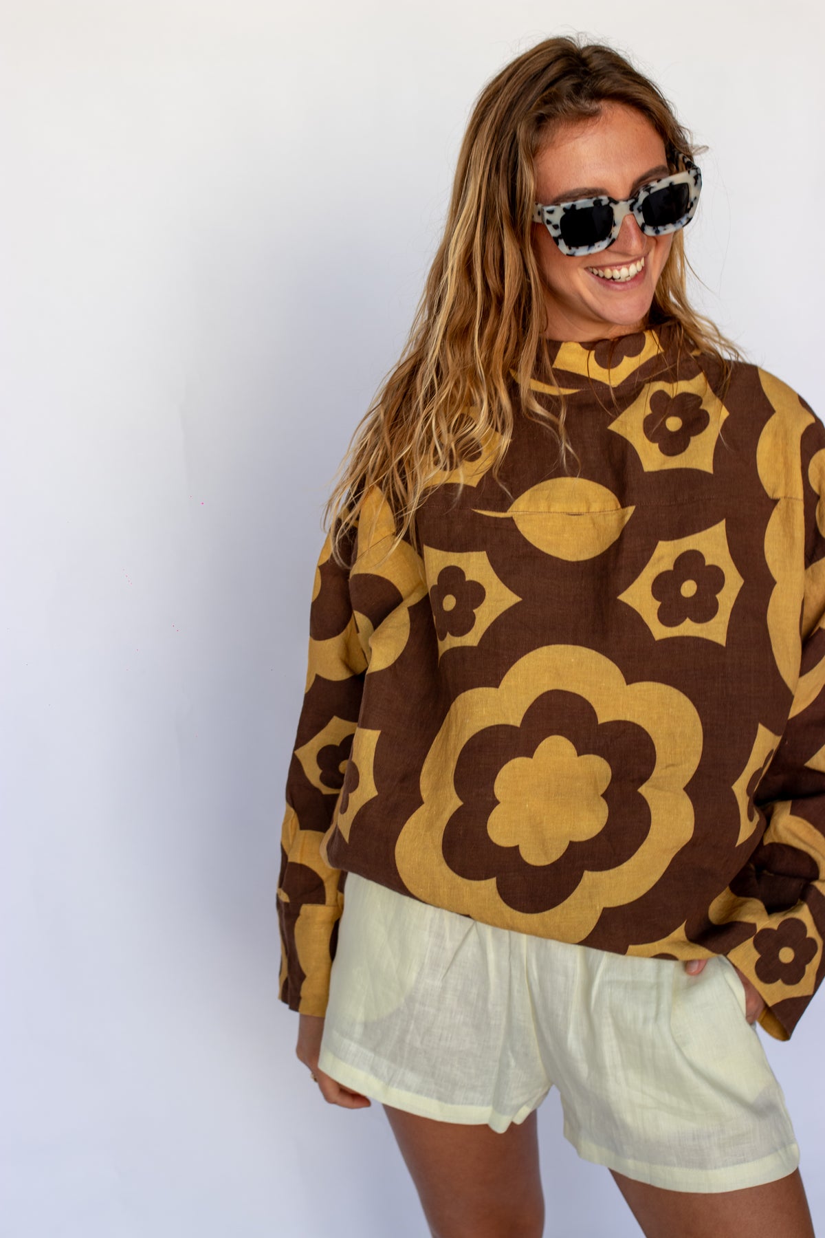 100% Linen Oversized Shirt - Bloomin Groover Plow Surf Co Collab