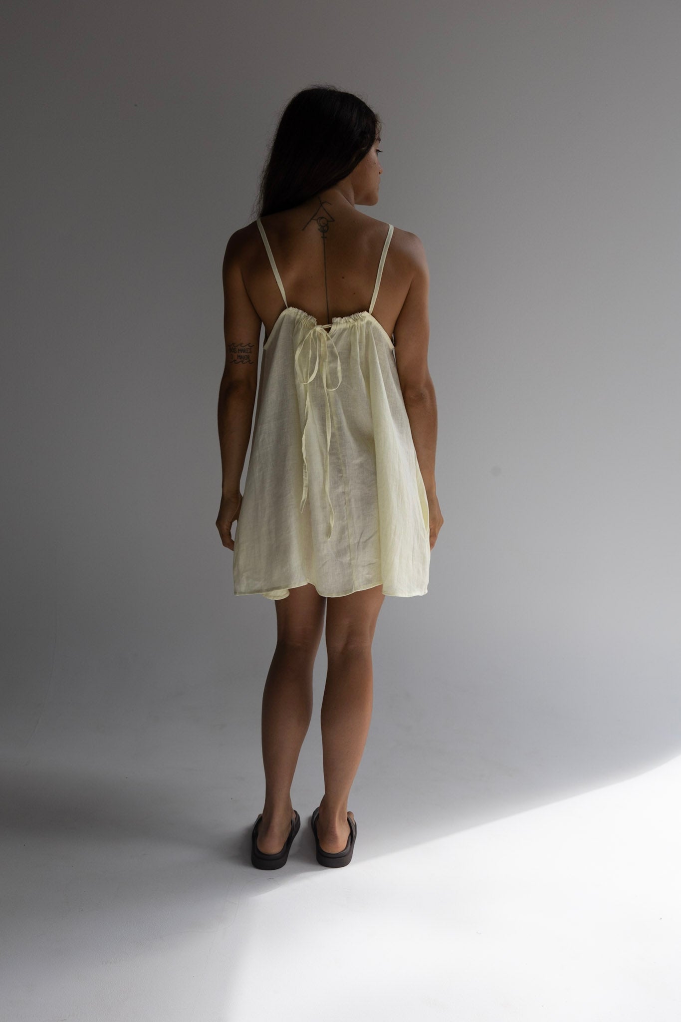 Linen Mini Dress - Pale Yellow