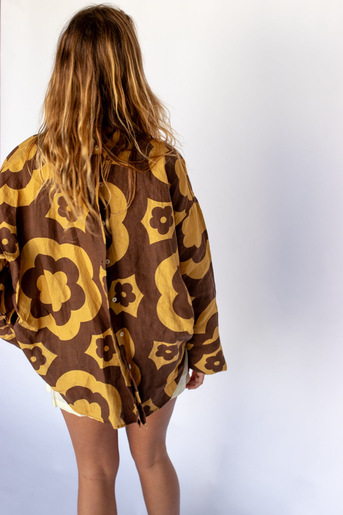 100% Linen Oversized Shirt - Bloomin Groover Plow Surf Co Collab