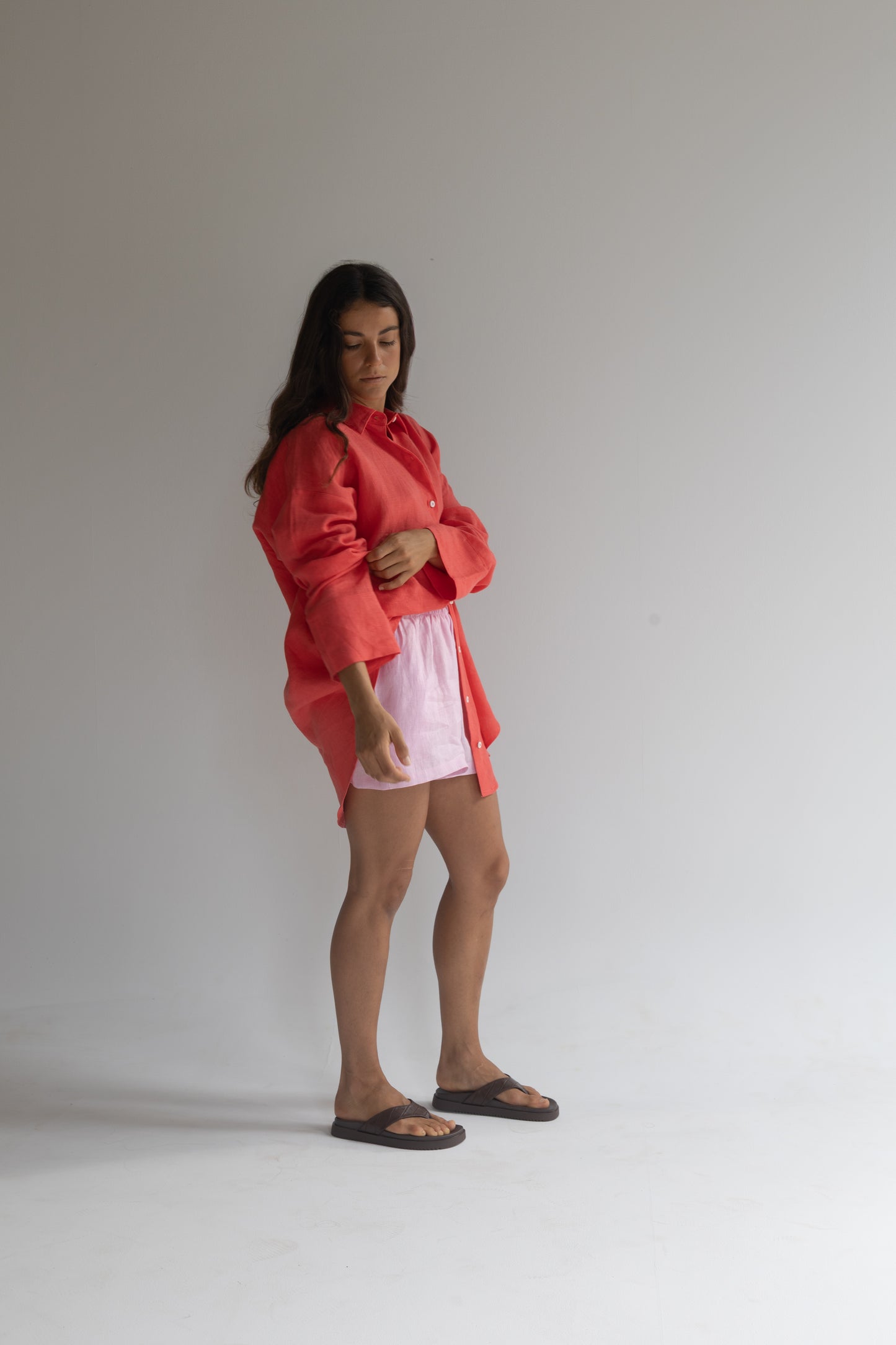 Linen Short - Pale Fuchsia