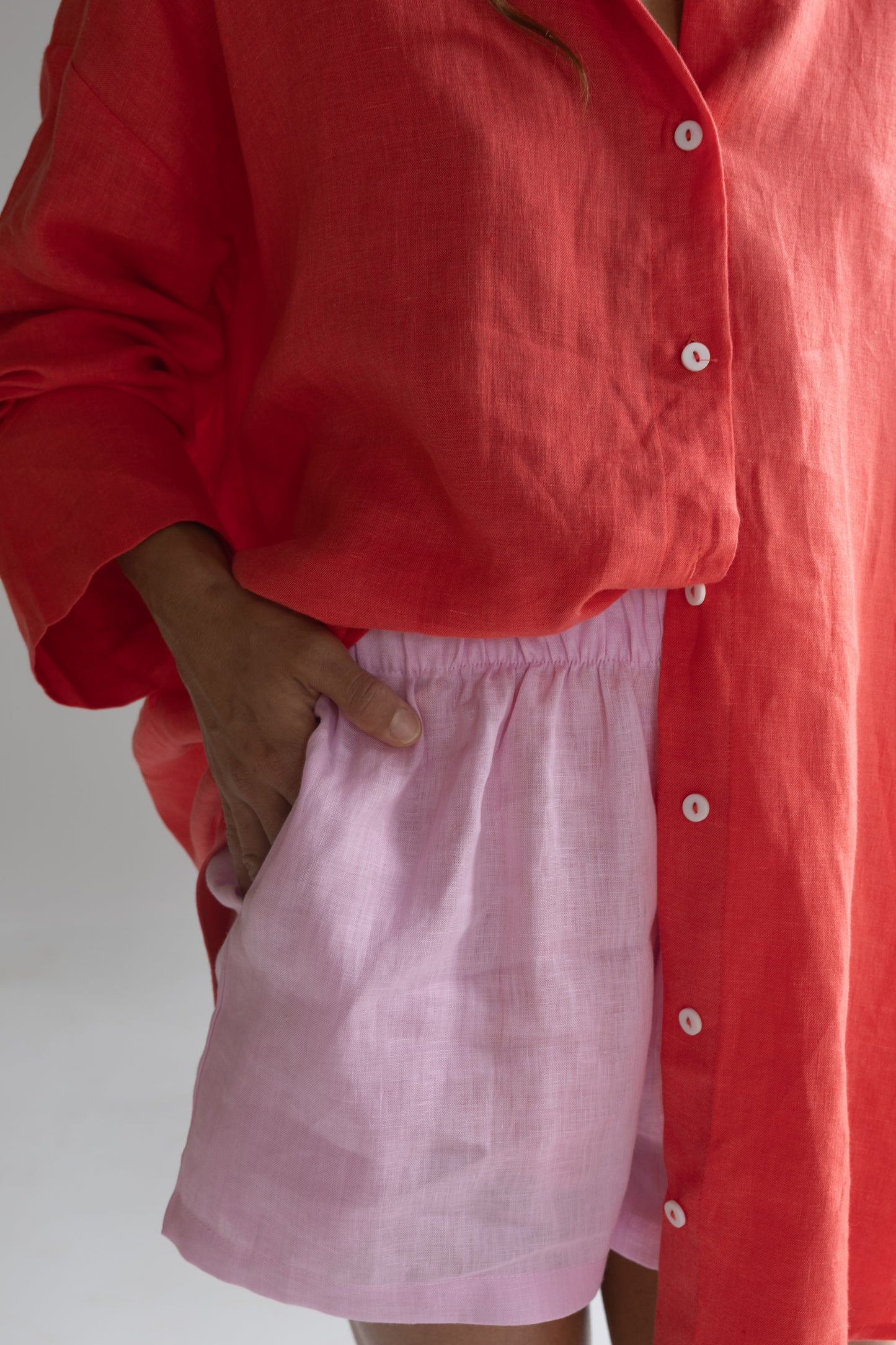 Linen Oversized Shirt - Watermelon