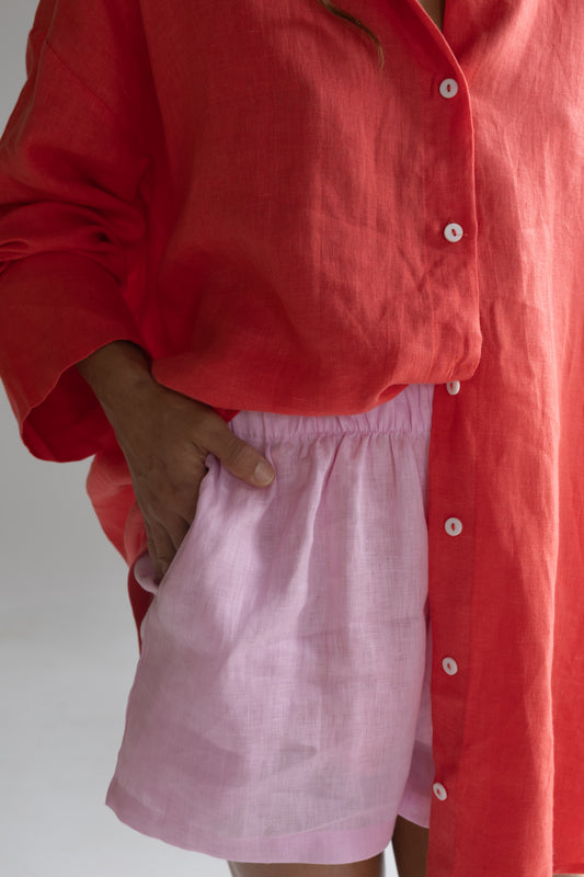 Linen Short - Pale Fuchsia