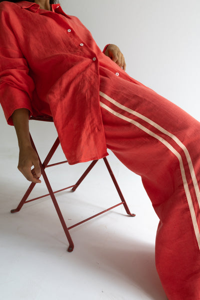 Linen Pant - Watermelon (Peach Stripe)