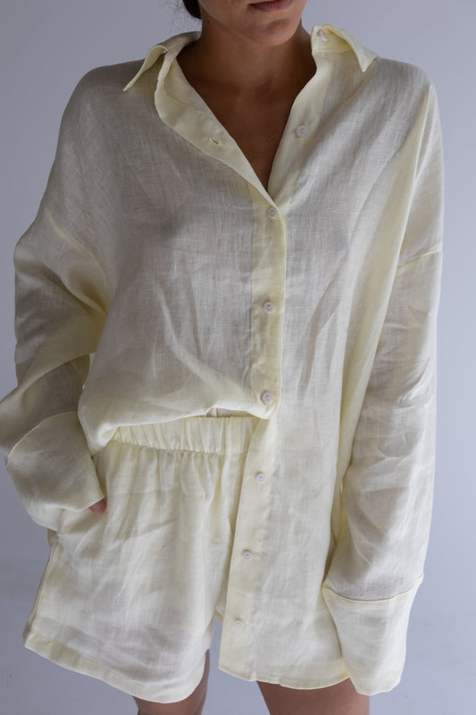 Linen Short - Pale Yellow