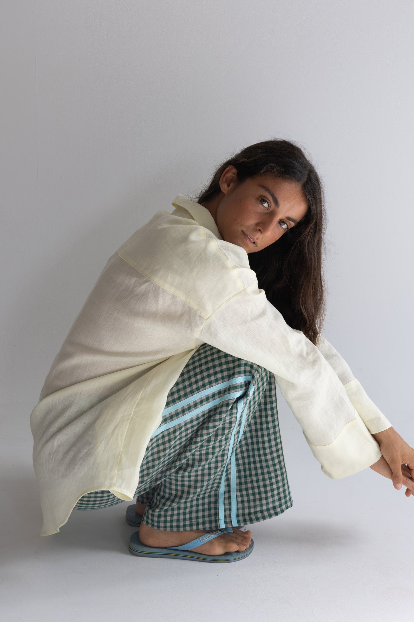 Linen Pant - Green Check