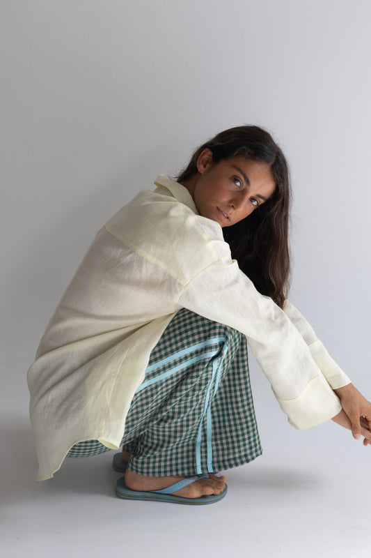 Linen Pant - Green Check