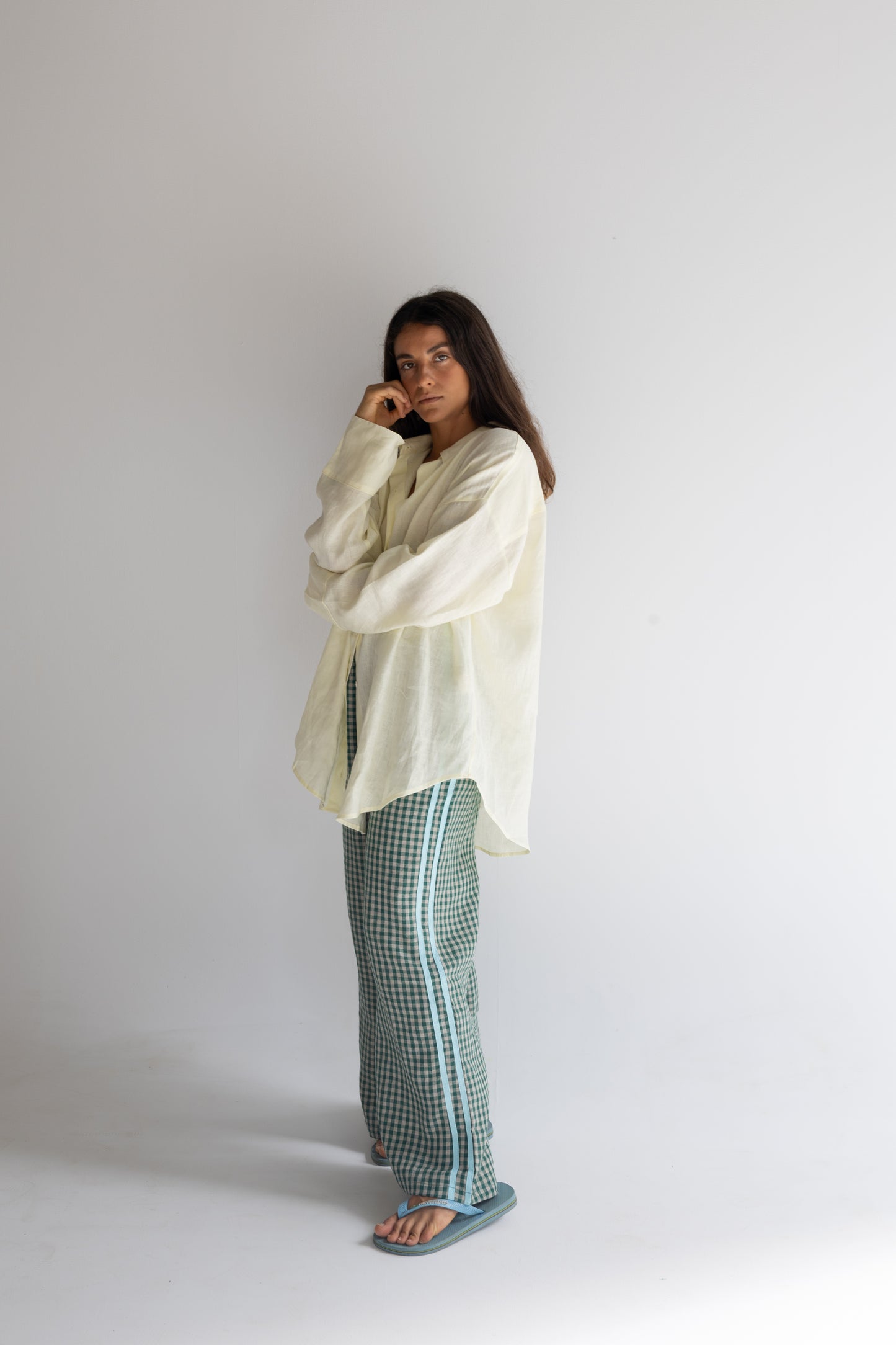 Linen Pant - Green Check