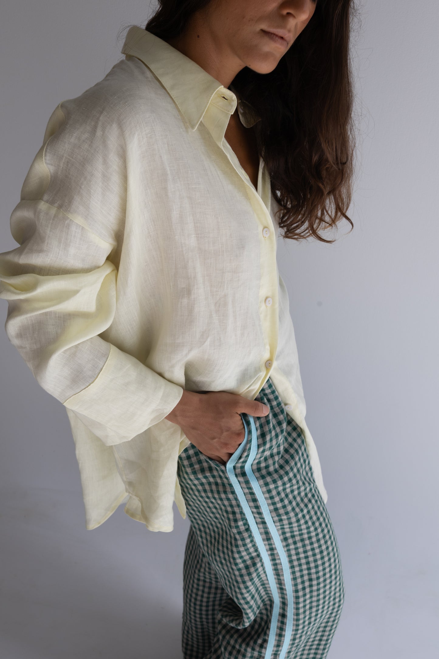 Linen Pant - Green Check