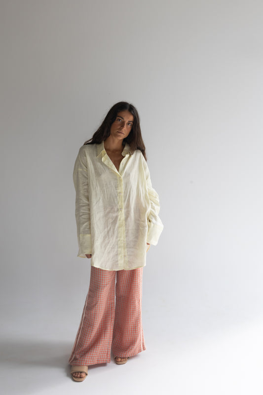 Linen Pant - Peach Check
