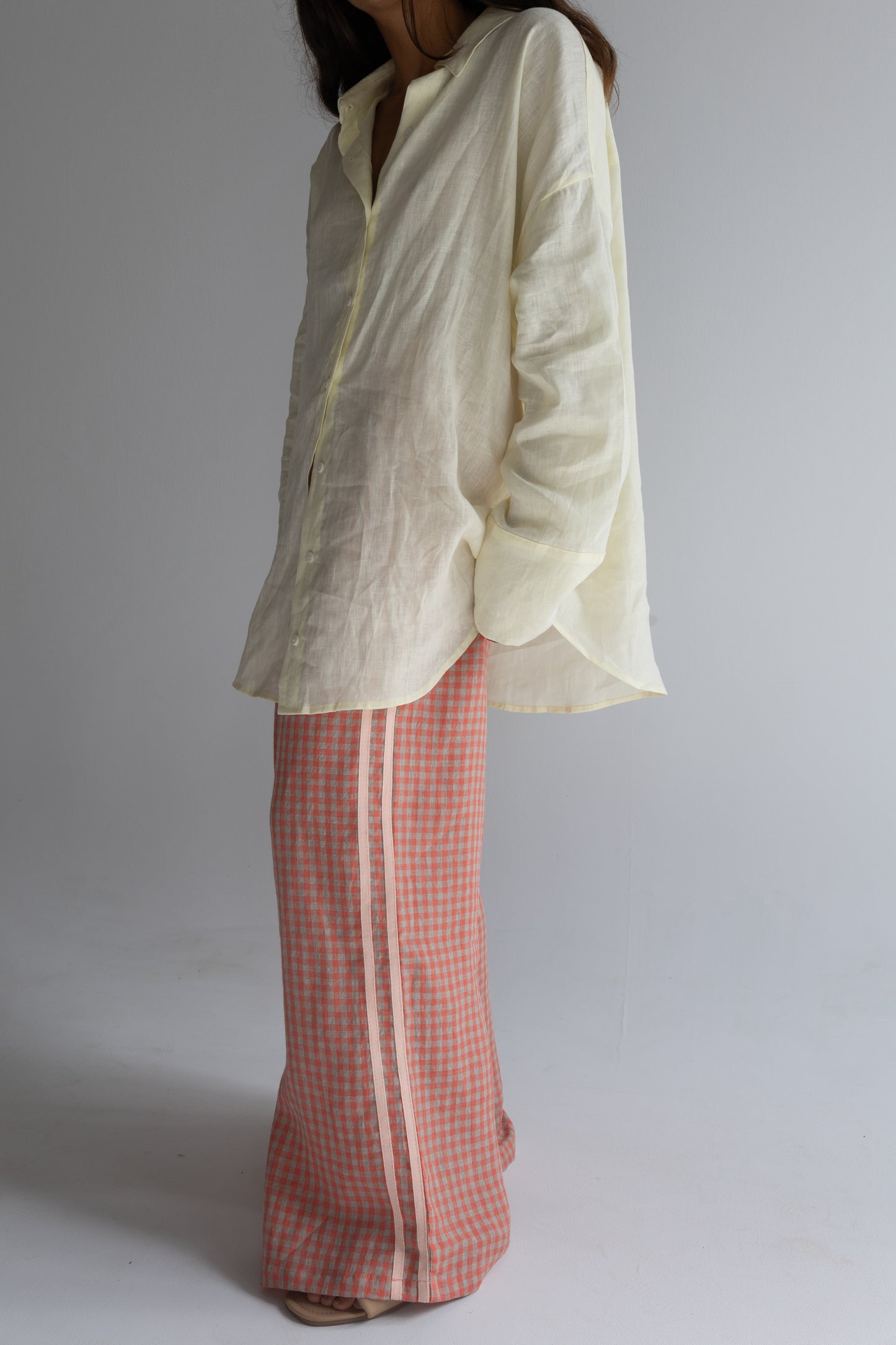 Linen Pant - Peach Check
