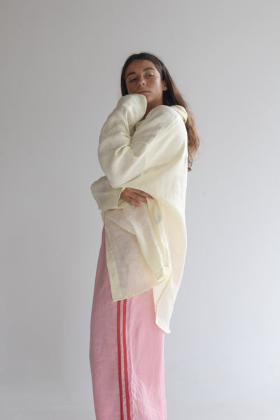 Linen Oversized Shirt - Pale Yellow