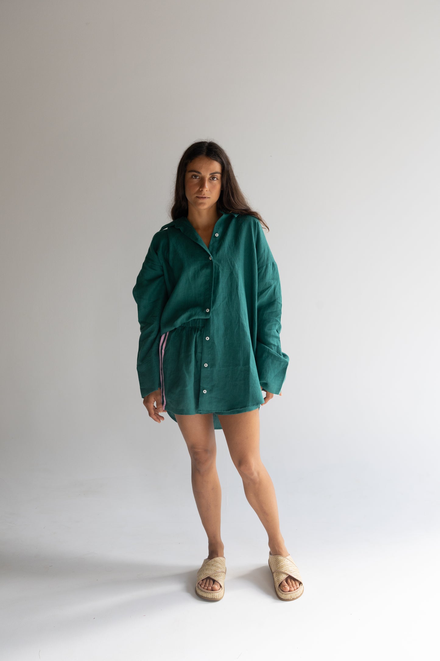 Linen Short - Bottle Green