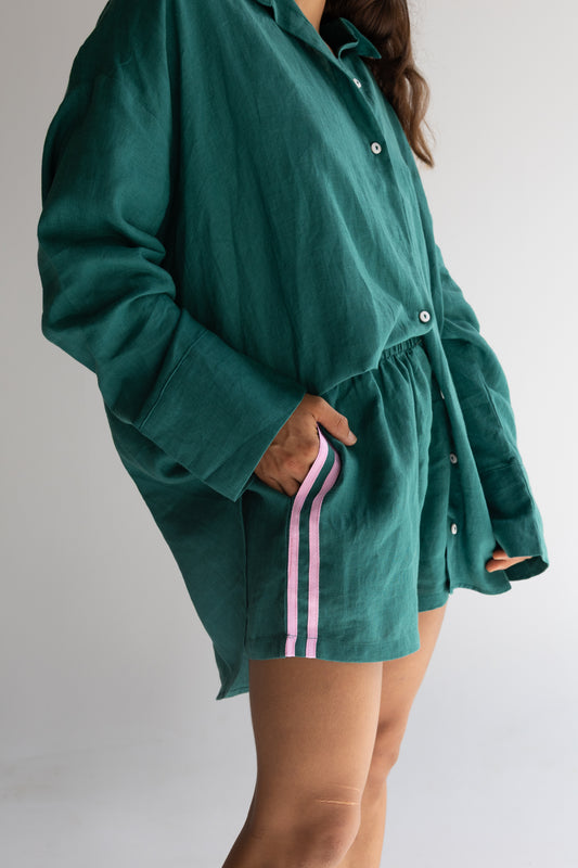 Linen Short - Bottle Green