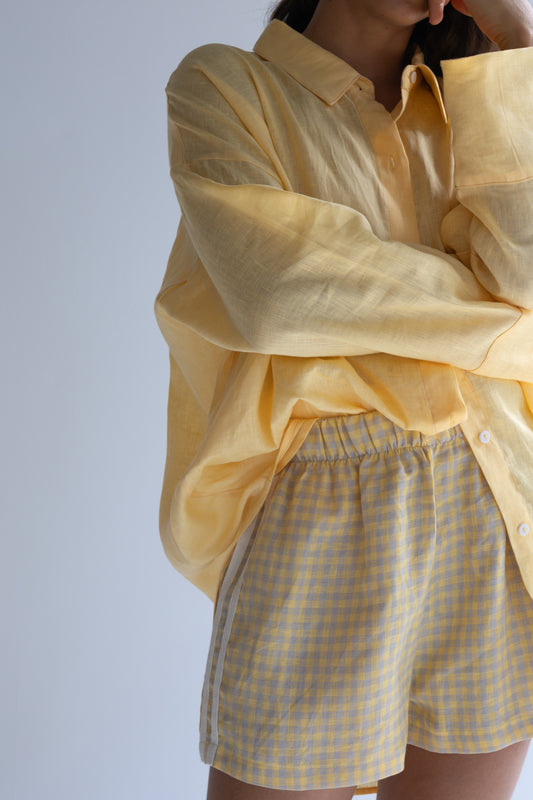 Linen Short - Butter Check