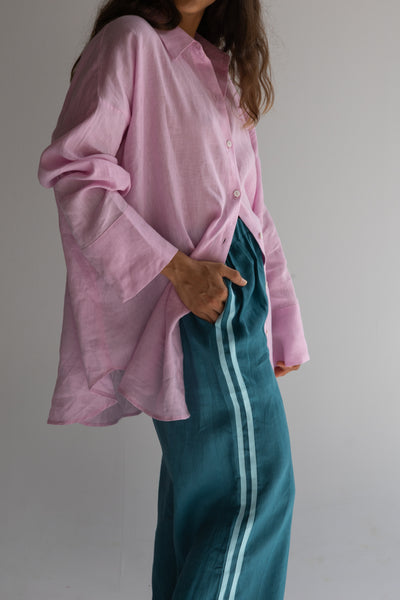Linen Oversized Shirt - Pale Fuchsia