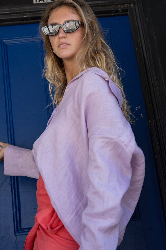 Linen Oversized Shirt - Lilac