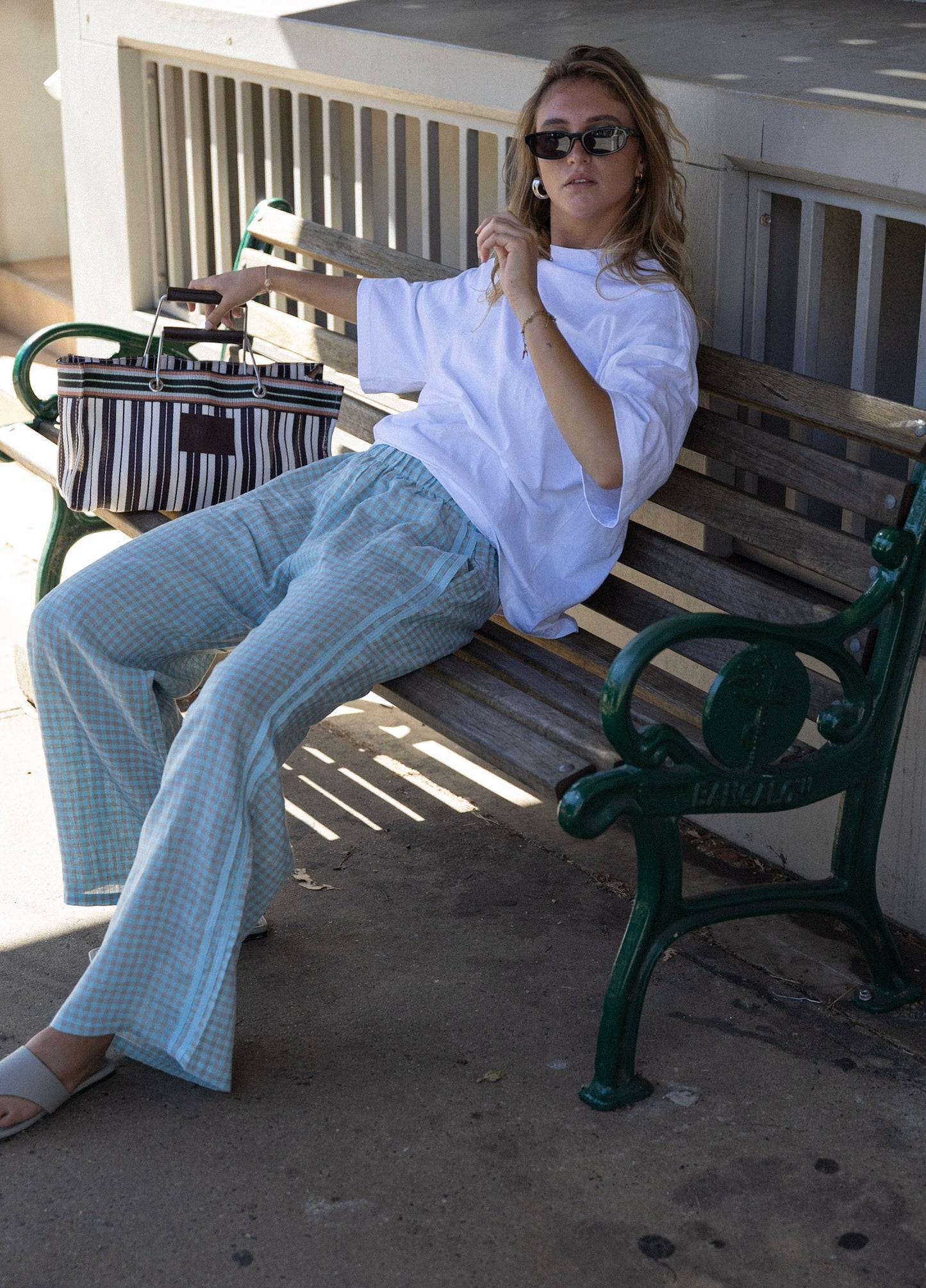 Linen Pant - Blue Check