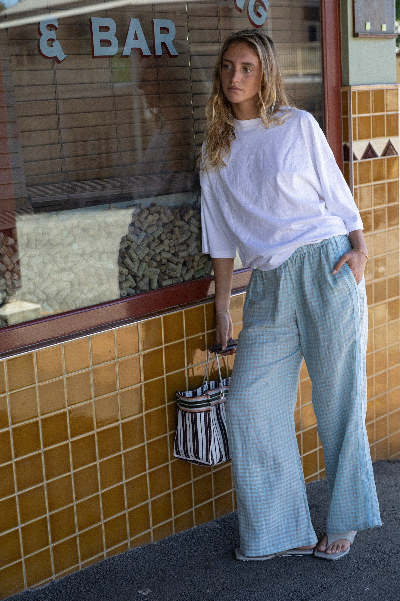 Linen Pant - Blue Check