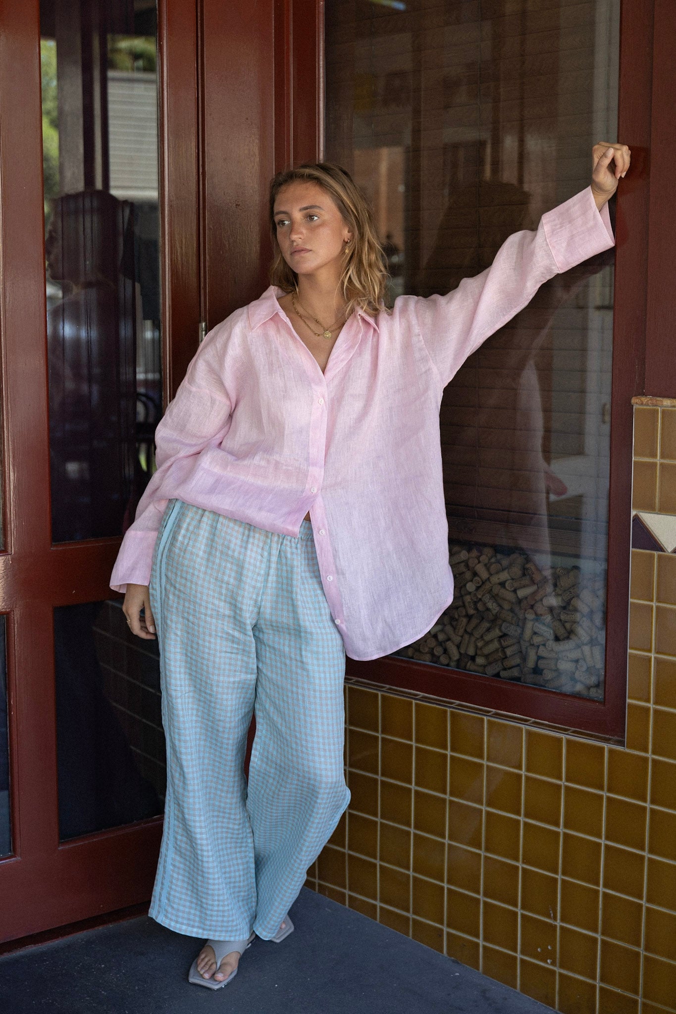 Linen Oversized Shirt - Ballet Pink