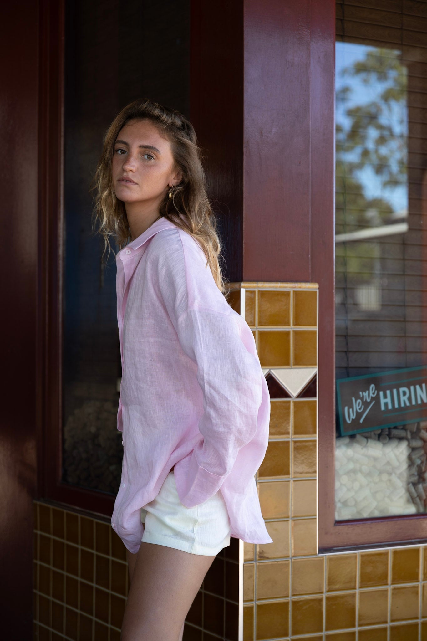 Linen Oversized Shirt - Ballet Pink