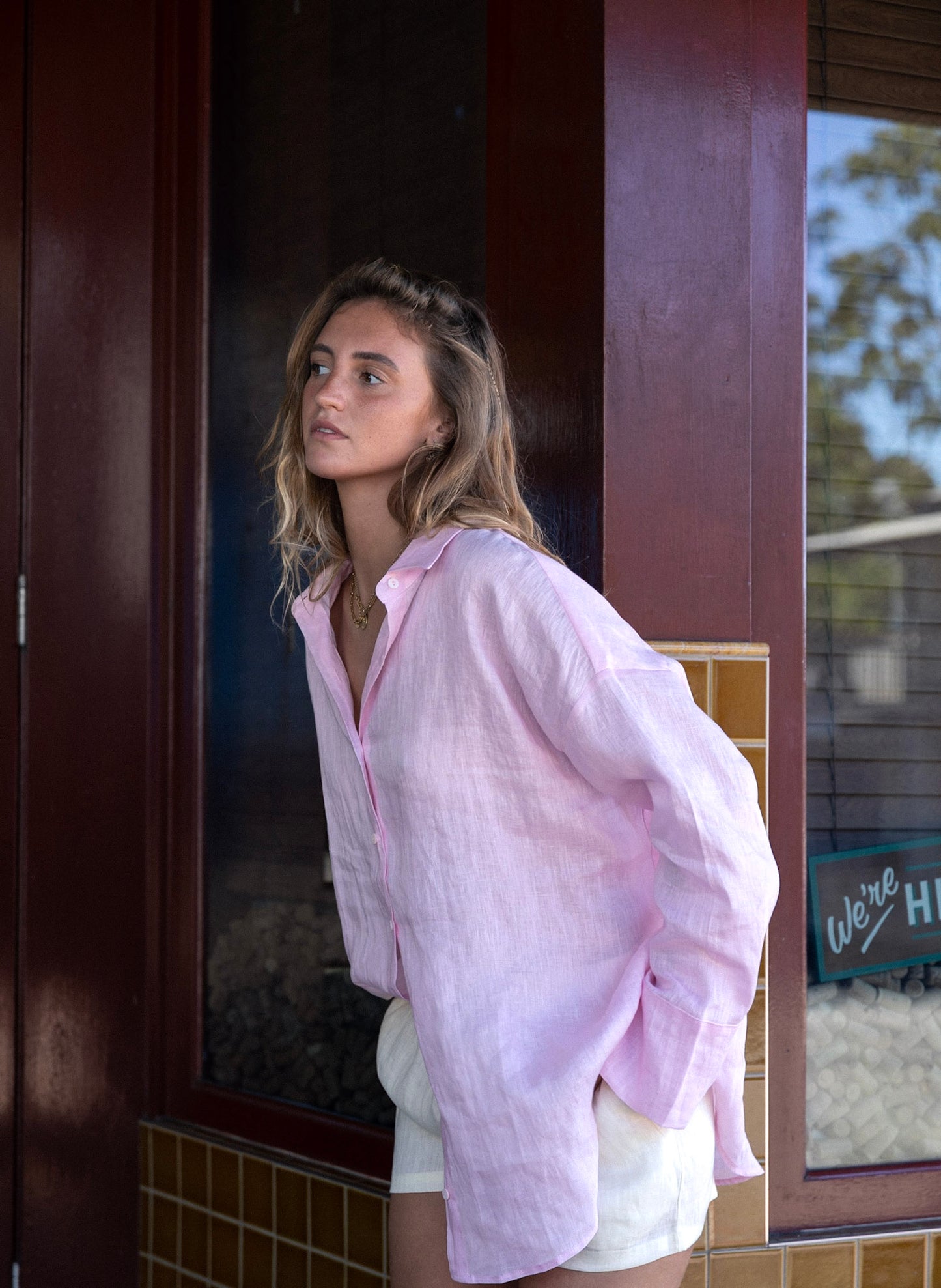 Linen Oversized Shirt - Ballet Pink
