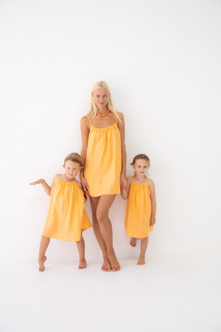 Linen Mini Dress - Peach