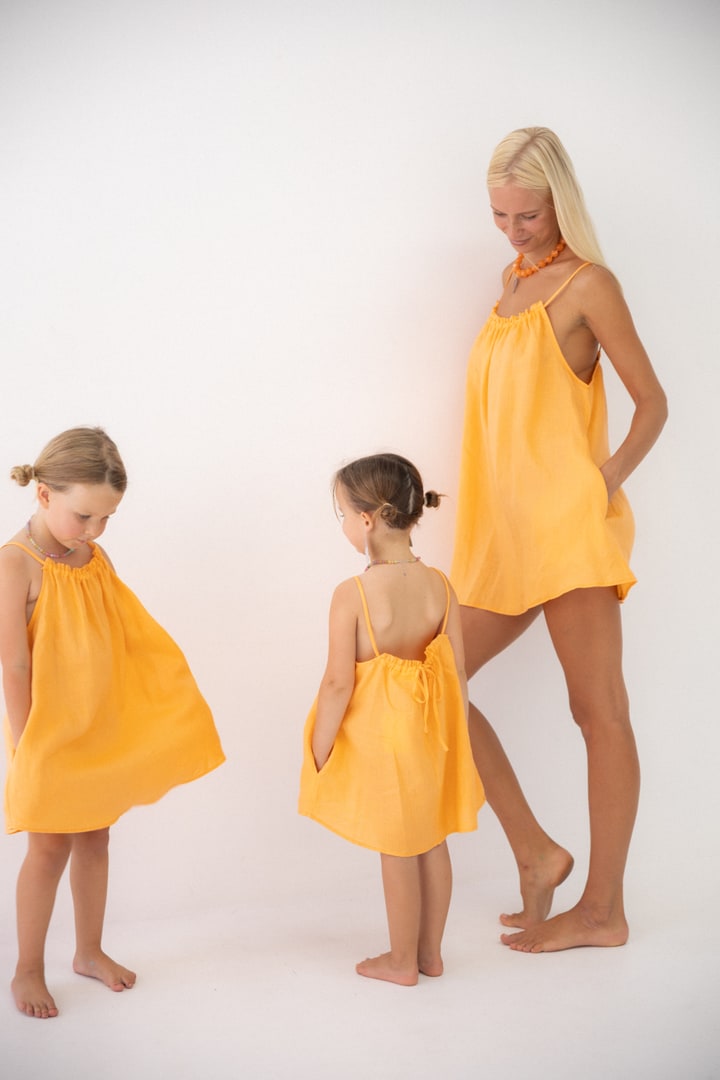 Linen Mini Dress - Peach