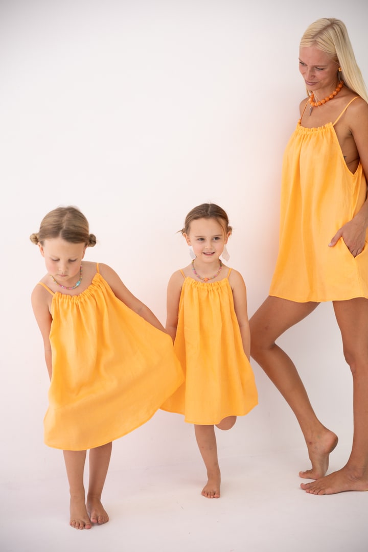 Linen Mini Dress - Peach