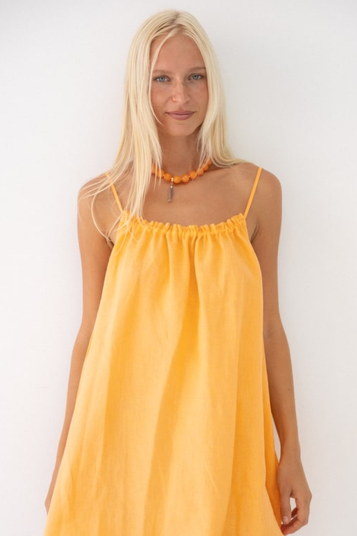 Linen Mini Dress - Peach