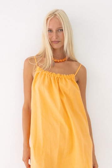 Linen Mini Dress - Peach