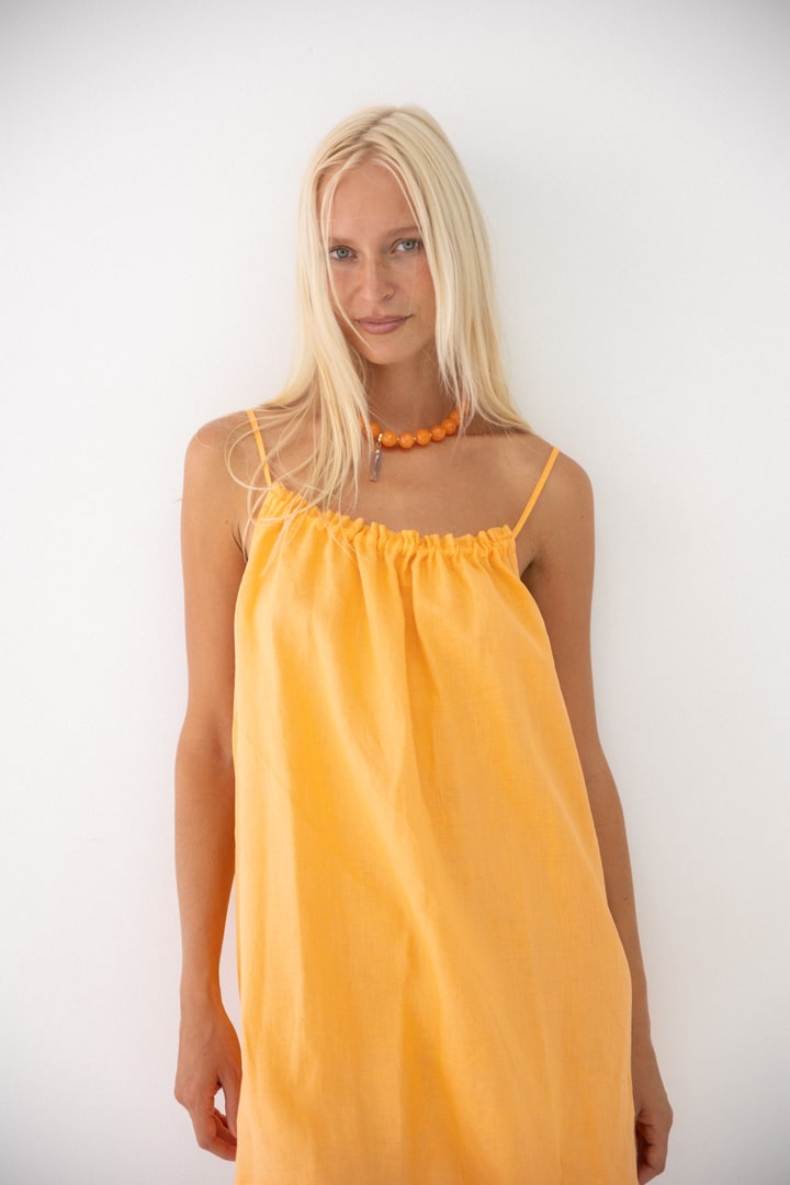 Linen Mini Dress - Peach