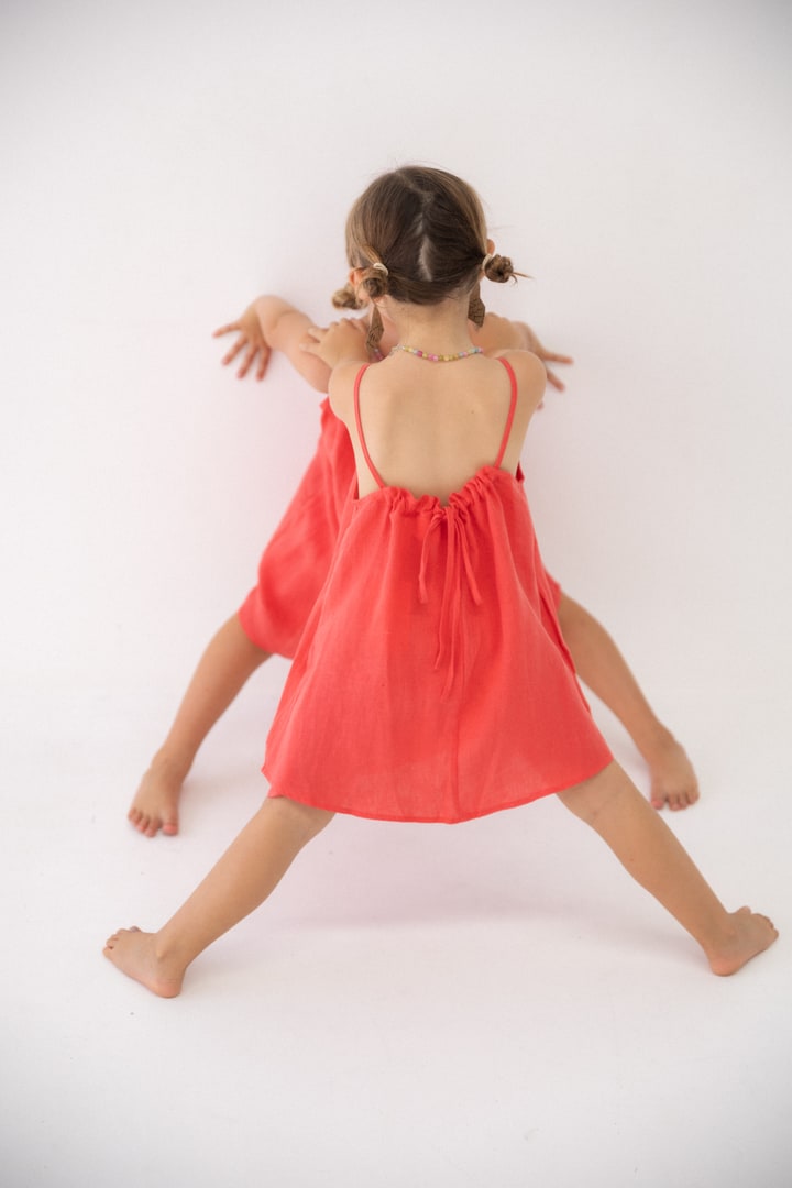 Girls Linen Dress - Watermelon