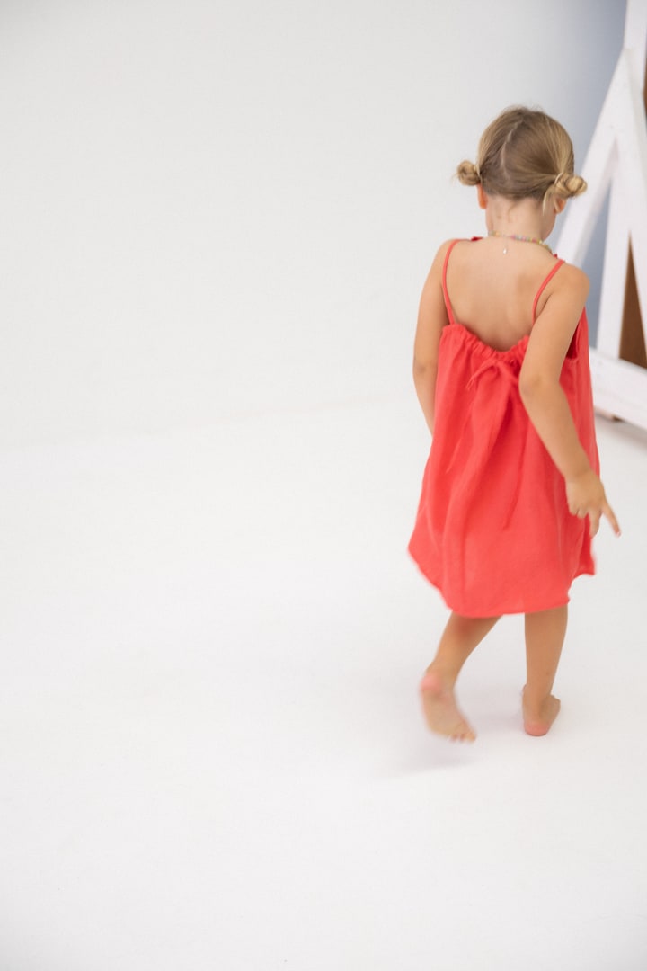 Girls Linen Dress - Watermelon