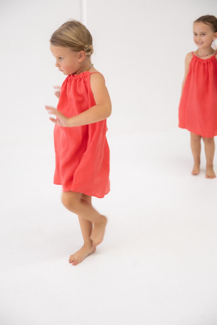 Girls Linen Dress - Watermelon