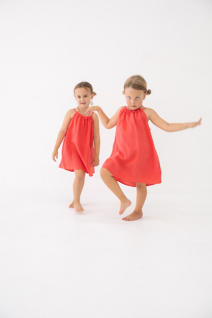 Girls Linen Dress - Watermelon