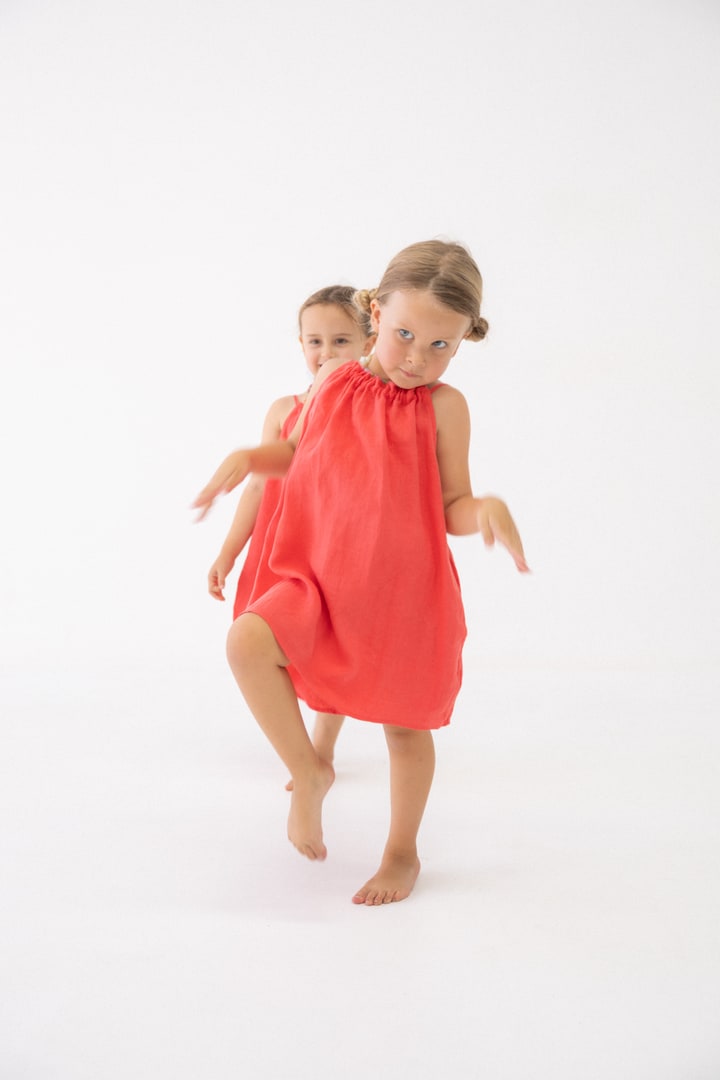 Girls Linen Dress - Watermelon